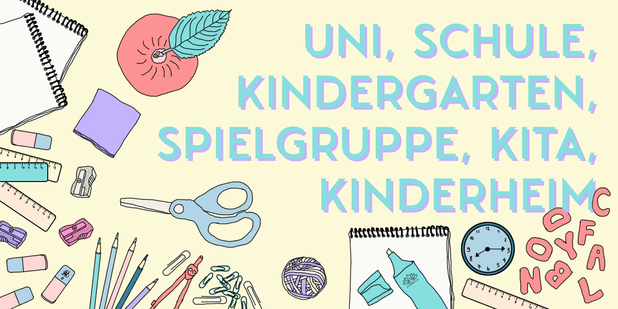 Illustration einer energetische Gebäudereinigung von Lichtkraft für Universität, Hochschule, Berufsschule, Schule, Kindergarten, Spielgruppe, Kita, Kinderheim, etc.